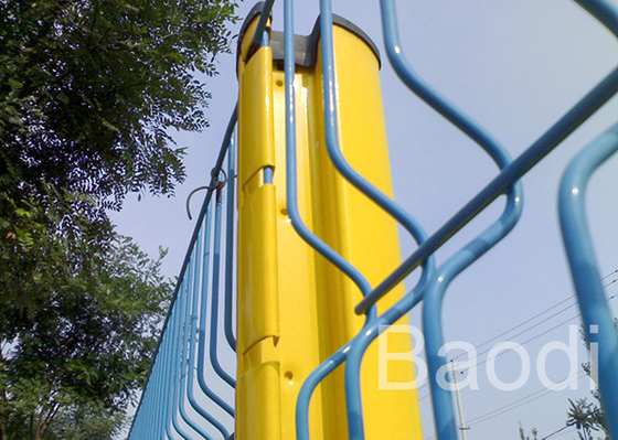 Triangle Bended Pvc Coated Welded Wire Fencing Panels With Steel Post / Powder Coated