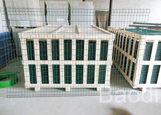 Customized Mild Steel Mesh Fencing Panels , Bus Station Weld Wire Fence With Round Post