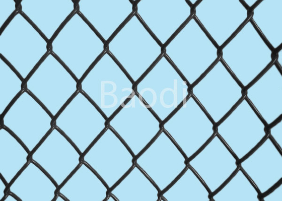 Black Plastic Chain Link Mesh Fence With Carbon Steel Wire Material 0.9m - 2.1m Height