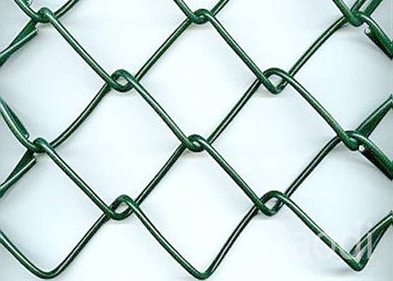 Stadium Green Chain Link Mesh Fence PVC Coated Fabric With Flat Surface