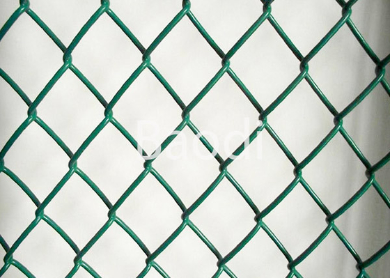 Green Plastic Chain Link Mesh Fence Roll For River Banks / Garden / Airport