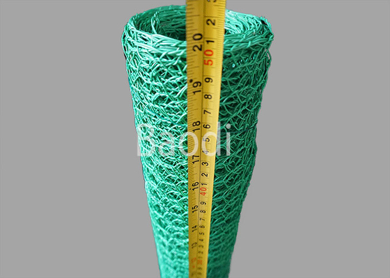 Plastic Poultry Chicken Wire Mesh Net With Hexagonal Mesh , Green PVC Coated