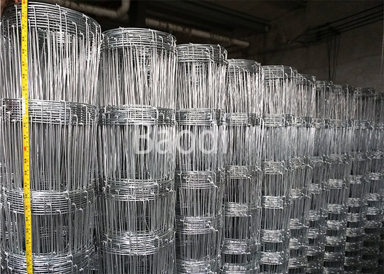 Hot Dipped Galvanized Grassland Woven Field Fence In Rolls From 0.8m to 1.8m Height