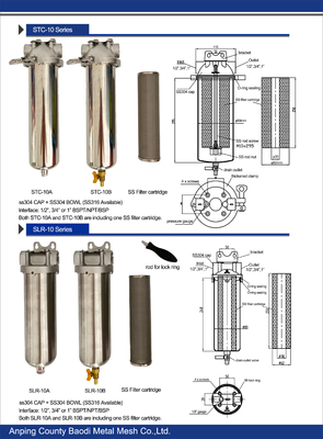 Stainless Steel Prefilter for Home With 1.2mm Thick Cartridge Housing and Laser Printing Pattern