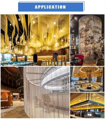Aluminum Wire Mesh Cutting Service for Durable and Stylish Gold Color in Commercial Spaces