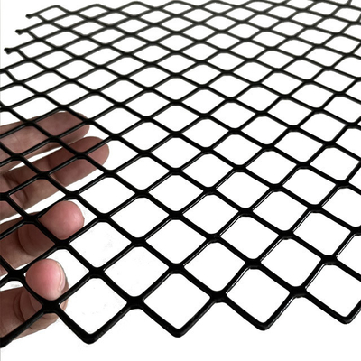 Square Feet Black Painted Aluminum Expanded Metal Mesh Grilles for Clean or Painted Surfaces in Functional Spaces