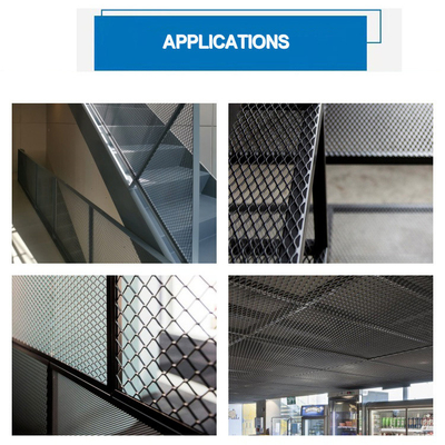 Square Feet Black Painted Aluminum Expanded Metal Mesh Grilles for Clean or Painted Surfaces in Functional Spaces