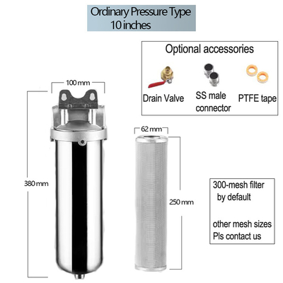 10 Inch Filter Cartridge SS304/SS316 Material Eco-Friendly Design for Home Water Filtration System