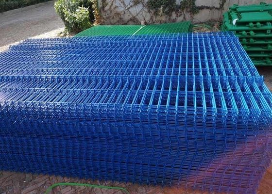 50x100mm Square Post Steel Wire Mesh Fence Welded Blue Powder Spraying